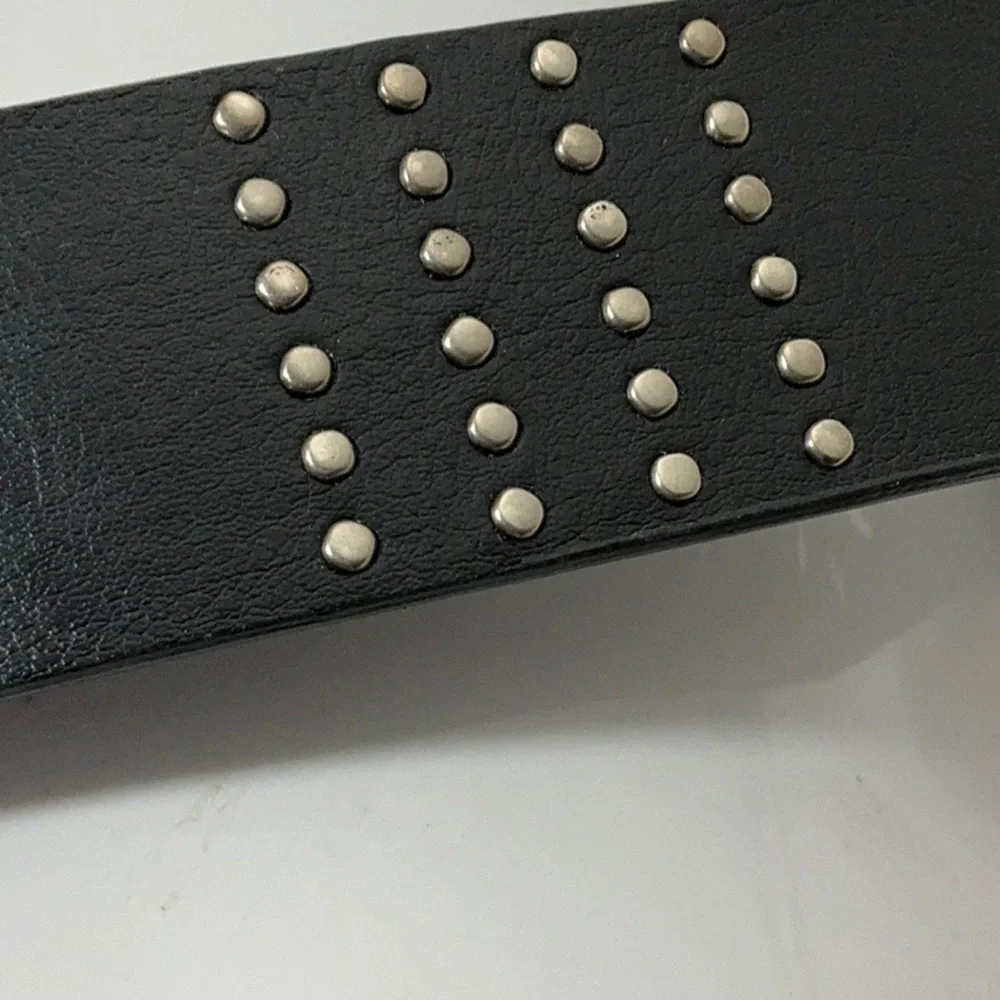 Studded Perforated Faux Leather Belt